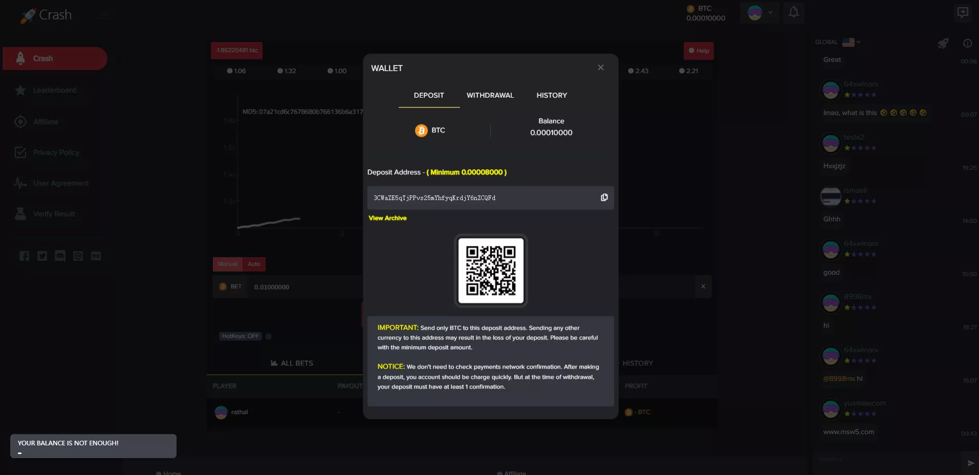 【海外爆点游戏】竞猜下注游戏+带聊天室+机器人+BTC充值插图4 【海外爆点游戏】竞猜下注游戏+带聊天室+机器人+BTC充值插图4