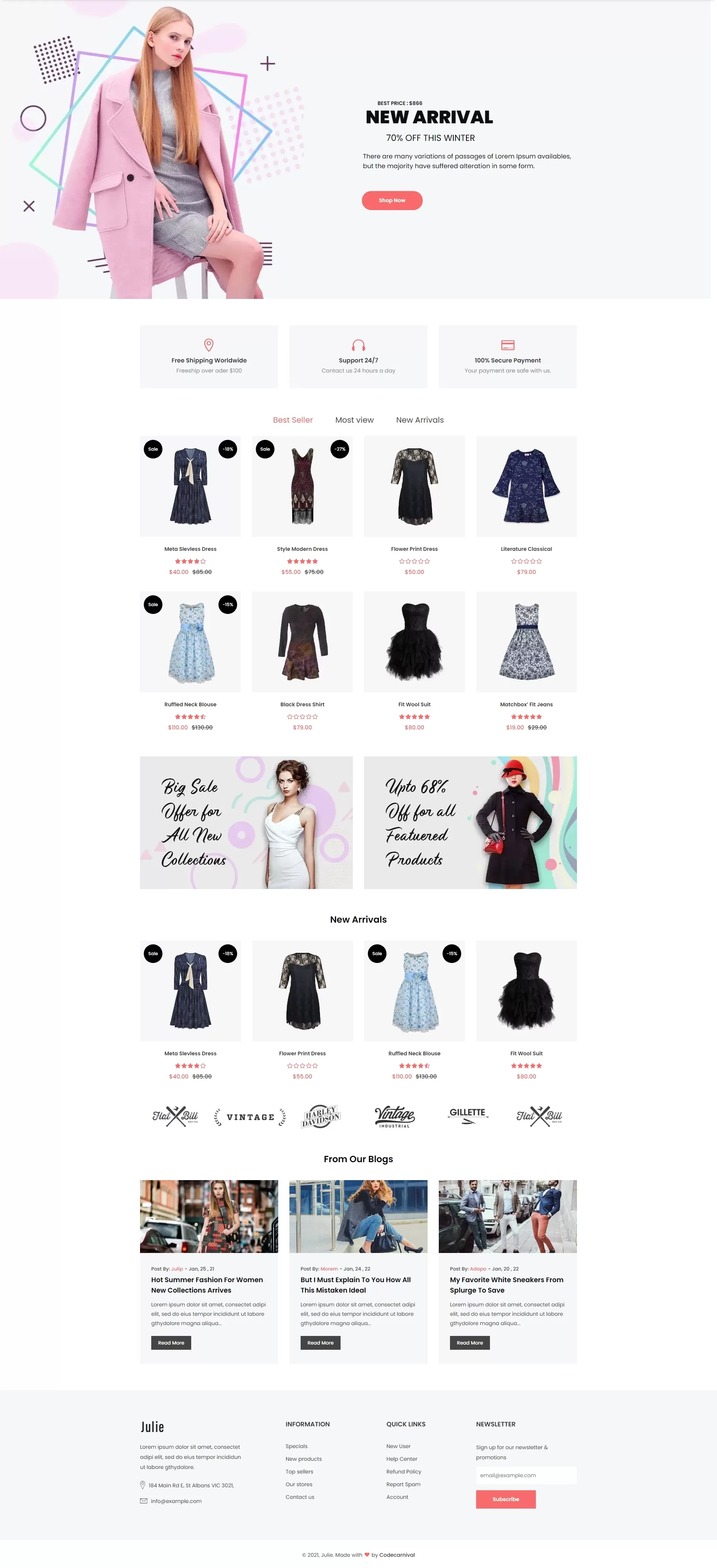 【HTML代码】简洁的时尚女装bootstrap电商模板-多码网