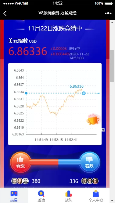 【二开币圈】USDT指数涨跌蓝色UI二开币圈万盈财经币圈源码/K线正常/机器人正常插图1