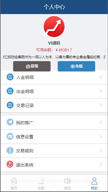 【点位交易盘】yii框架新版期货点位交易所 / 金融资讯 / 模拟交易 / 行情正常插图7