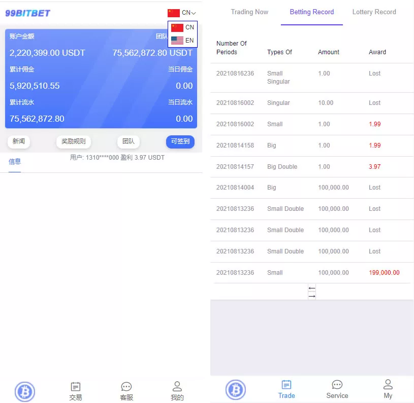 【两套】双语言版虚拟币投资系统 USDT充值源码+出海源码英文版-多码网
