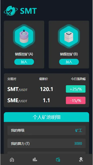【双语言合约挖矿】RNB质押挖矿+区块链算力矿机+前端uinapp插图2
