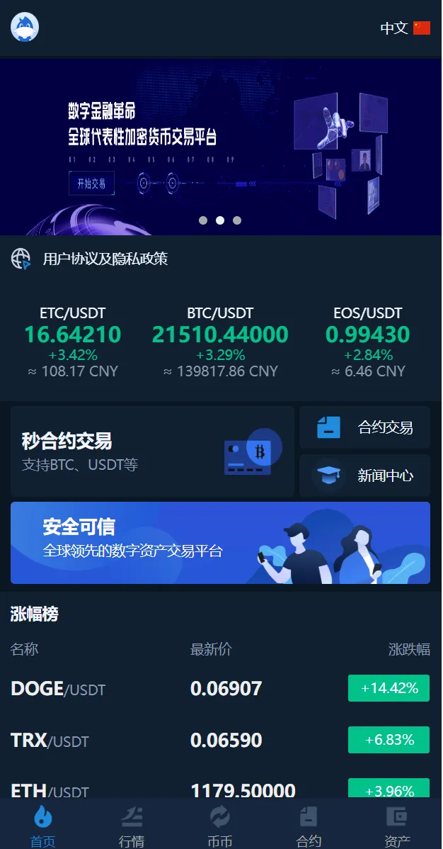 【多语言交易所系统】币币交易+秒合约交易所+PC端VUE+手机端uniapp插图